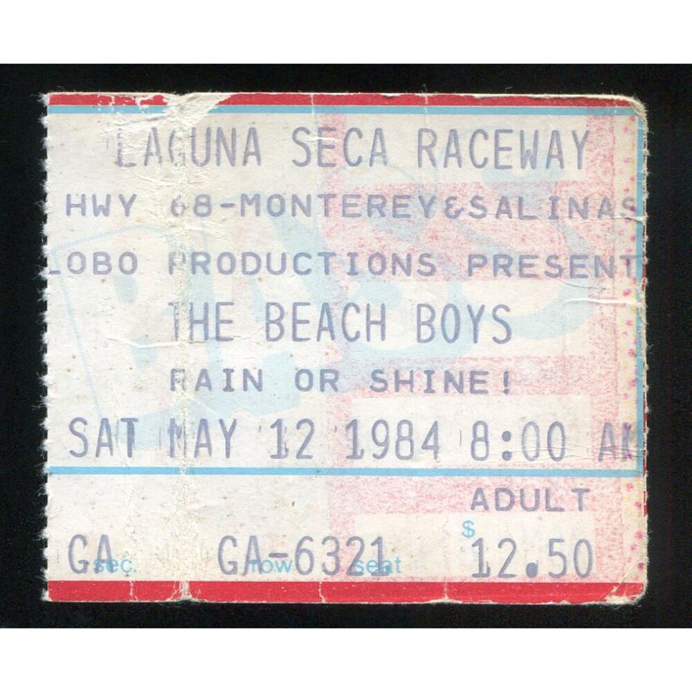 Vintage 1984 Beach Boys Greg Kihn Eddie Tide Concert Ticket Stub Salinas CA